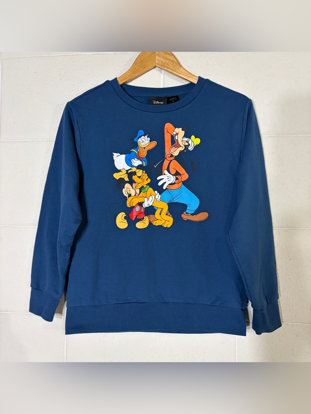 Disney Unisex Blue Graphic Crewneck Fleece Sweatshirt M Mickey Mouse & Friends